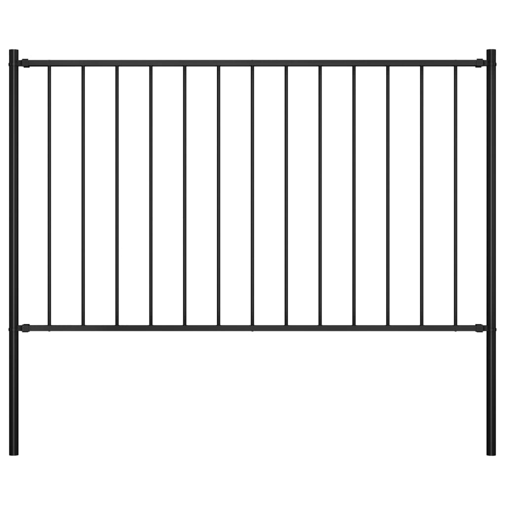 Fence Panel Woerden with Posts Steel 1.7x1.25 m Black