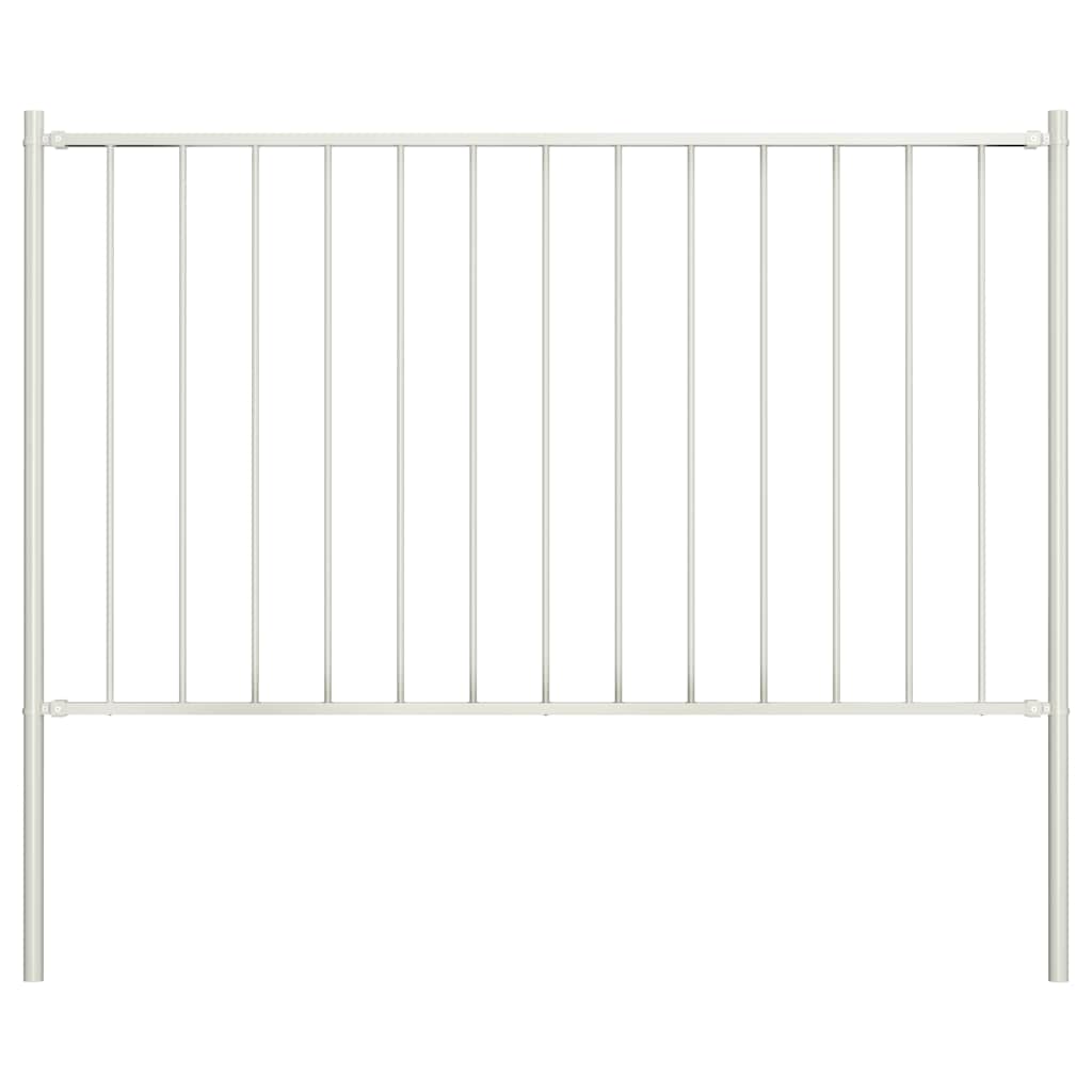 Fence Panel Woerden with Posts Steel 1.7x0.75 m White