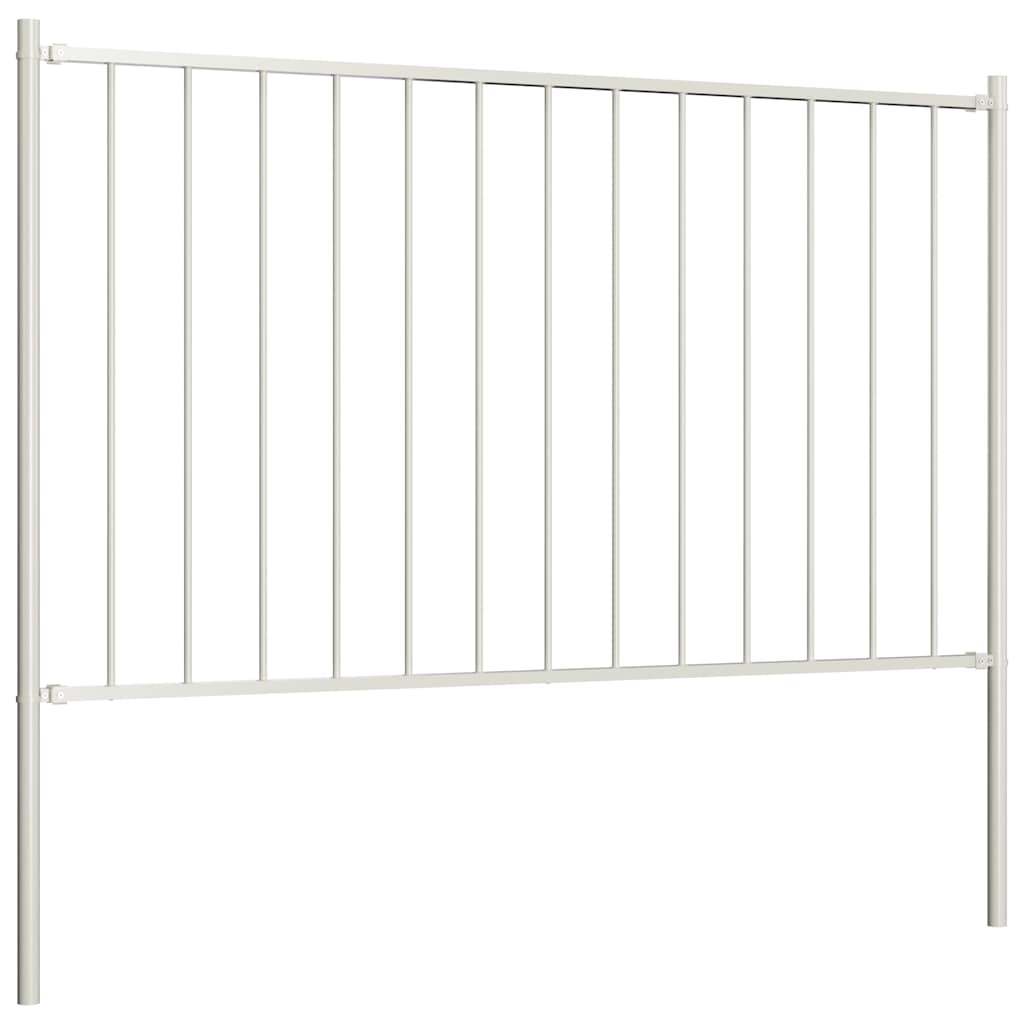 Fence Panel Woerden with Posts Steel 1.7x0.75 m White