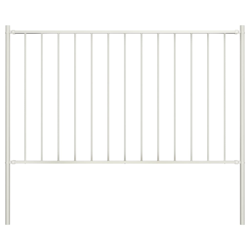 Fence Panel Woerden with Posts Steel 1.7x1 m White