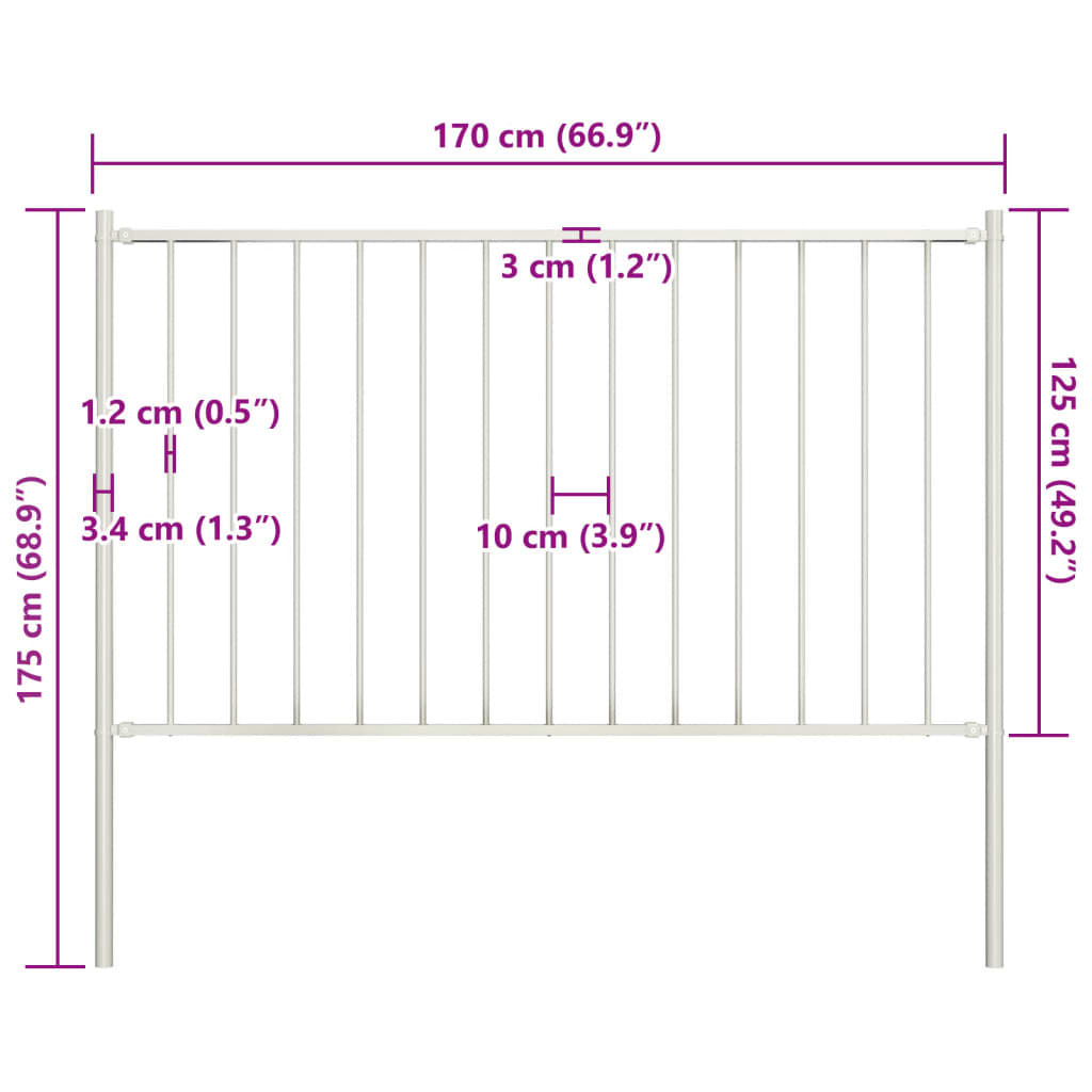 Fence Panel Woerden with Posts Steel 1.7x1.25 m White
