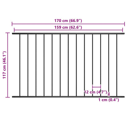 Fence Panel Woerden Powder-coated Steel 1.7x1.17 m Black