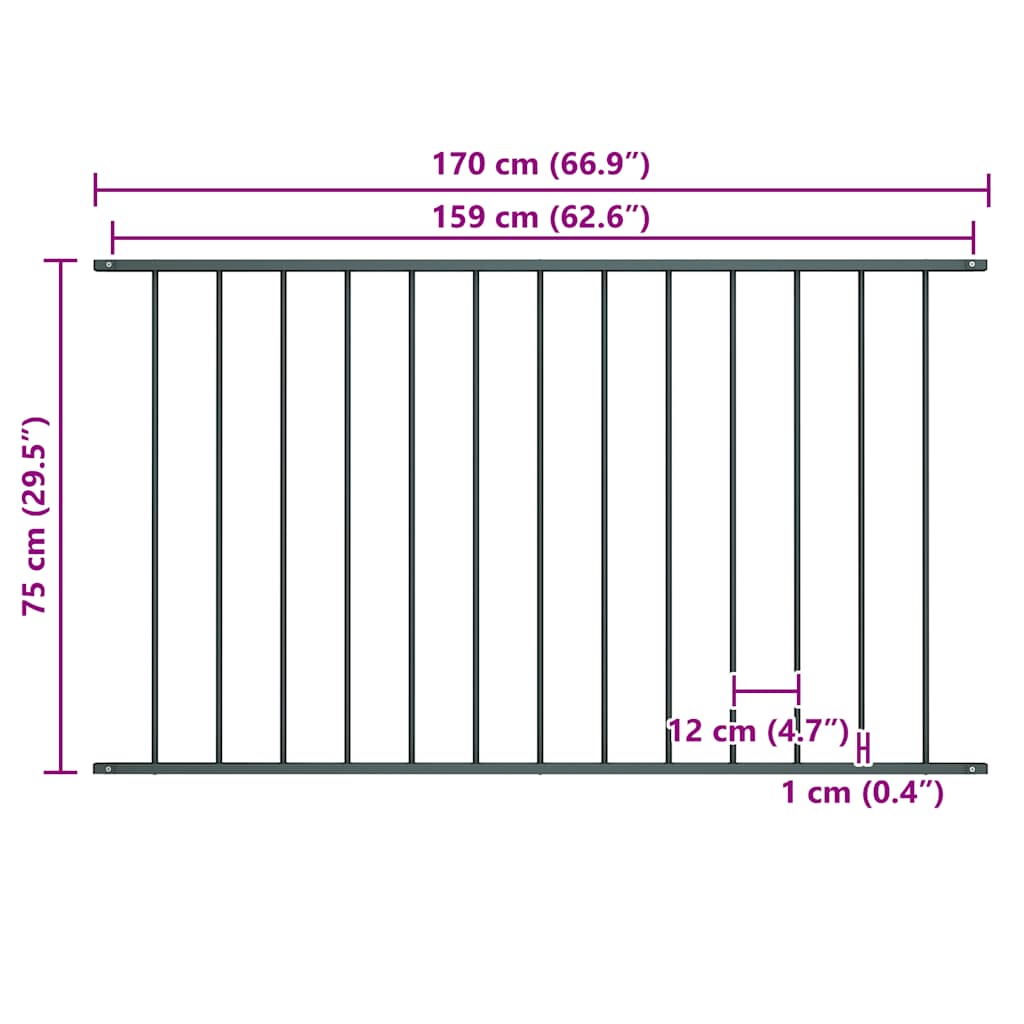 Fence Panel Woerden Powder-coated Steel 1.7x0.75 m Anthracite