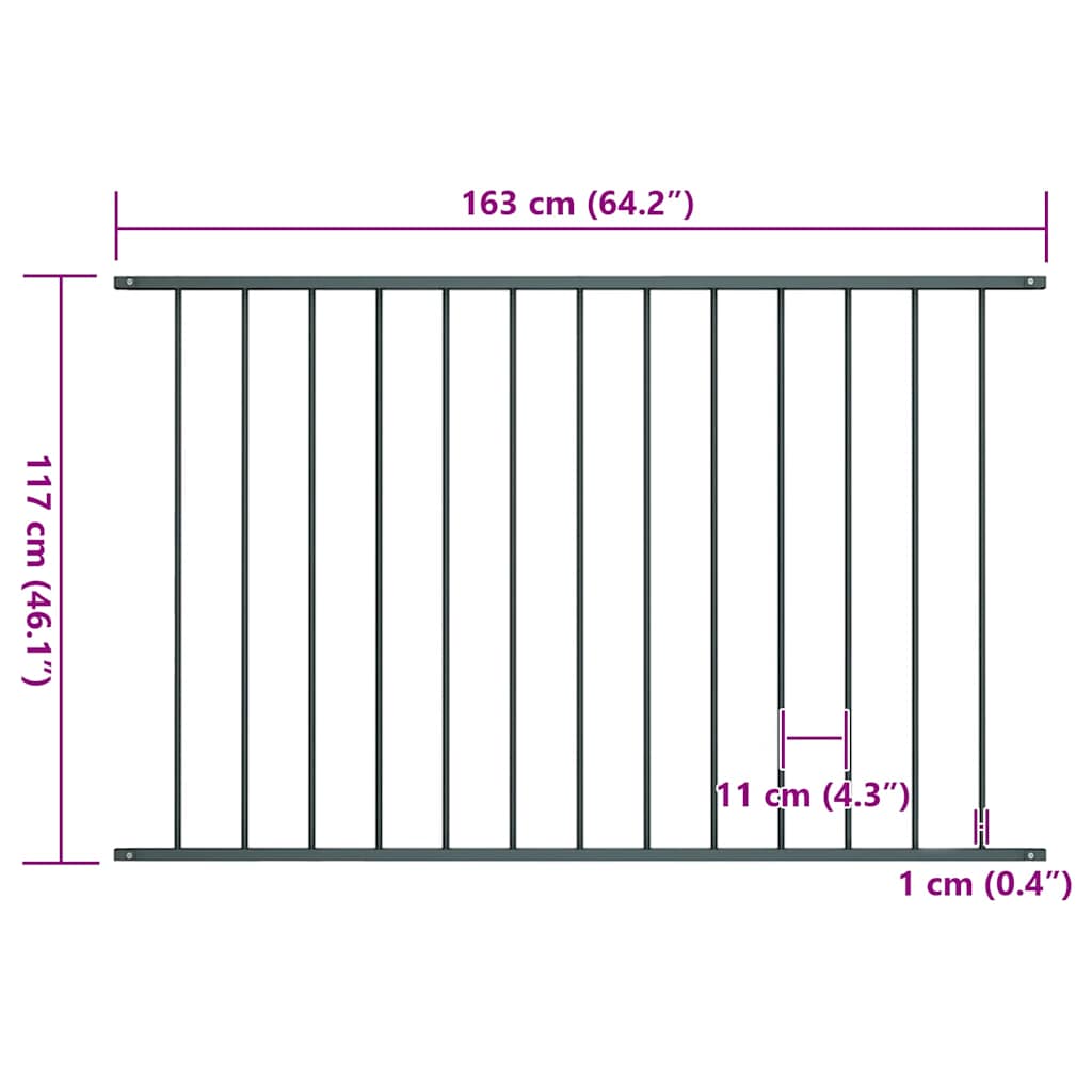 Fence Panel Woerden Powder-coated Steel 1.7x1.17 m Anthracite