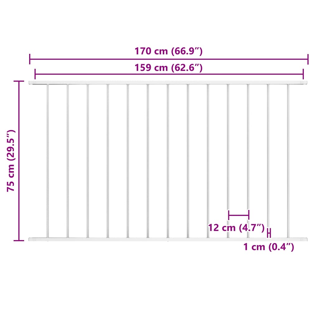 Fence Panel Woerden Powder-coated Steel 1.7x0.75 m White