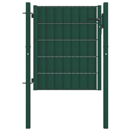 145227 vidaXL Fence Gate PVC and Steel 100x81 cm Green