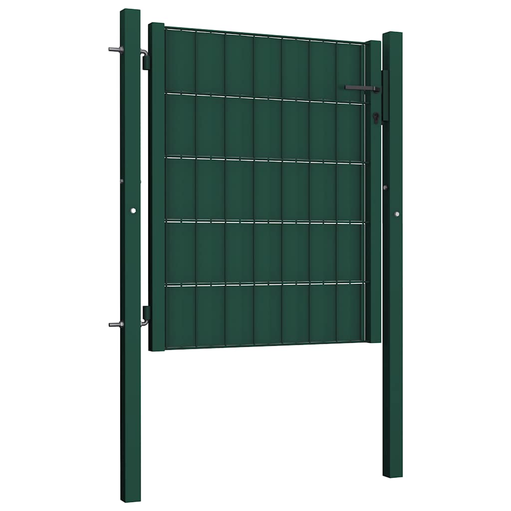 Fence Gate PVC and Steel 100x81 cm Green