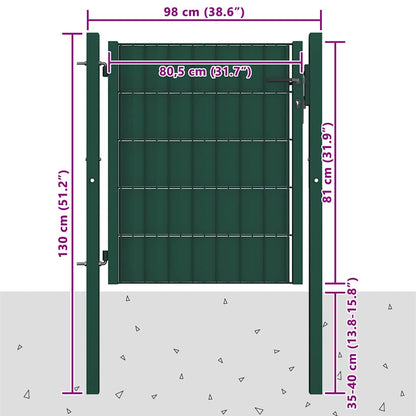 Fence Gate PVC and Steel 100x81 cm Green