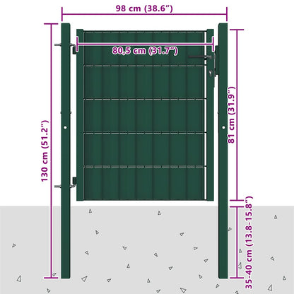 145227 vidaXL Fence Gate PVC and Steel 100x81 cm Green