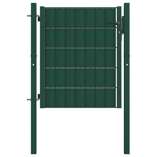 Fence Gate PVC and Steel 100x100 cm Green