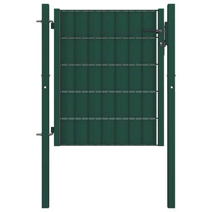 145228 vidaXL Fence Gate PVC and Steel 100x100 cm Green