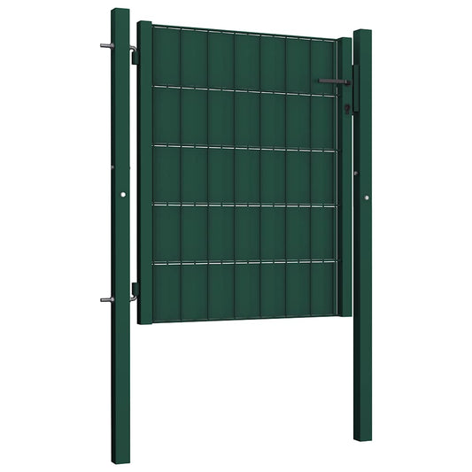 145228 vidaXL Fence Gate PVC and Steel 100x100 cm Green