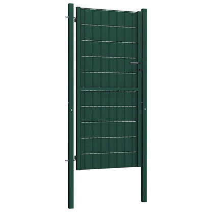 145229 vidaXL Fence Gate PVC and Steel 100x124 cm Green