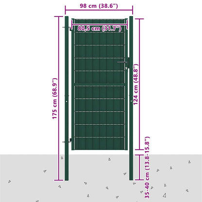 Fence Gate PVC and Steel 100x124 cm Green