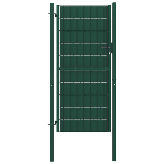 Fence Gate PVC and Steel 100x204 cm Green