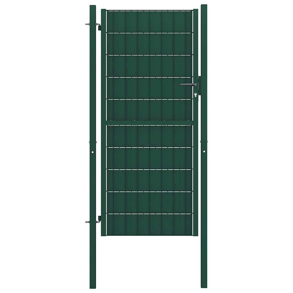 145231 vidaXL Fence Gate PVC and Steel 100x204 cm Green