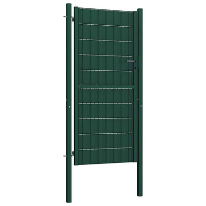 145231 vidaXL Fence Gate PVC and Steel 100x204 cm Green