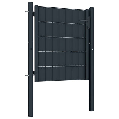 145233 vidaXL Fence Gate PVC and Steel 100x100 cm Anthracite