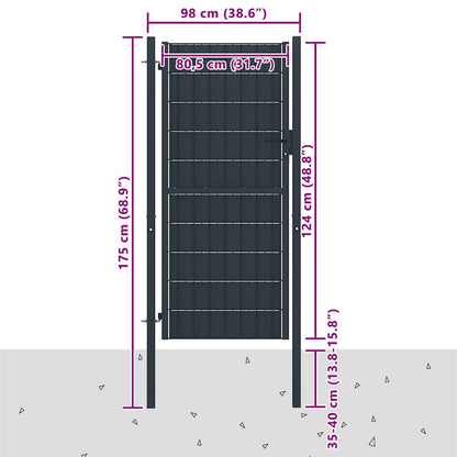 Fence Gate PVC and Steel 100x124 cm Anthracite