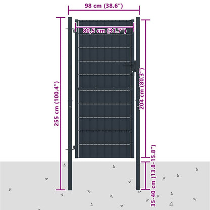 145236 vidaXL Fence Gate PVC and Steel 100x204 cm Anthracite