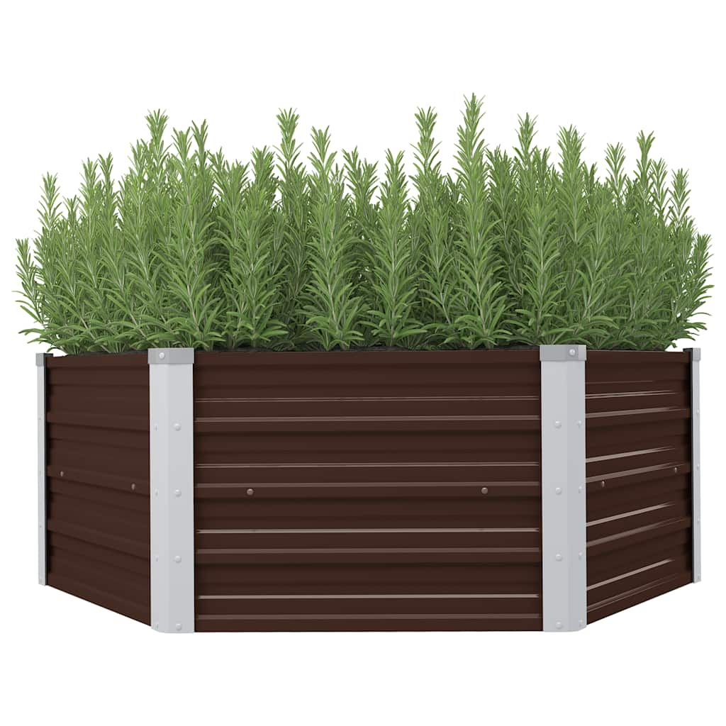 Raised Garden Bed Brown 129x129x45 cm Galvanised Steel