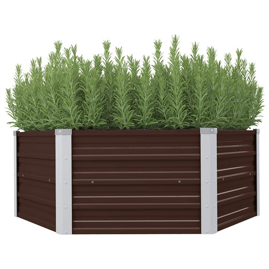 Raised Garden Bed Brown 129x129x45 cm Galvanised Steel