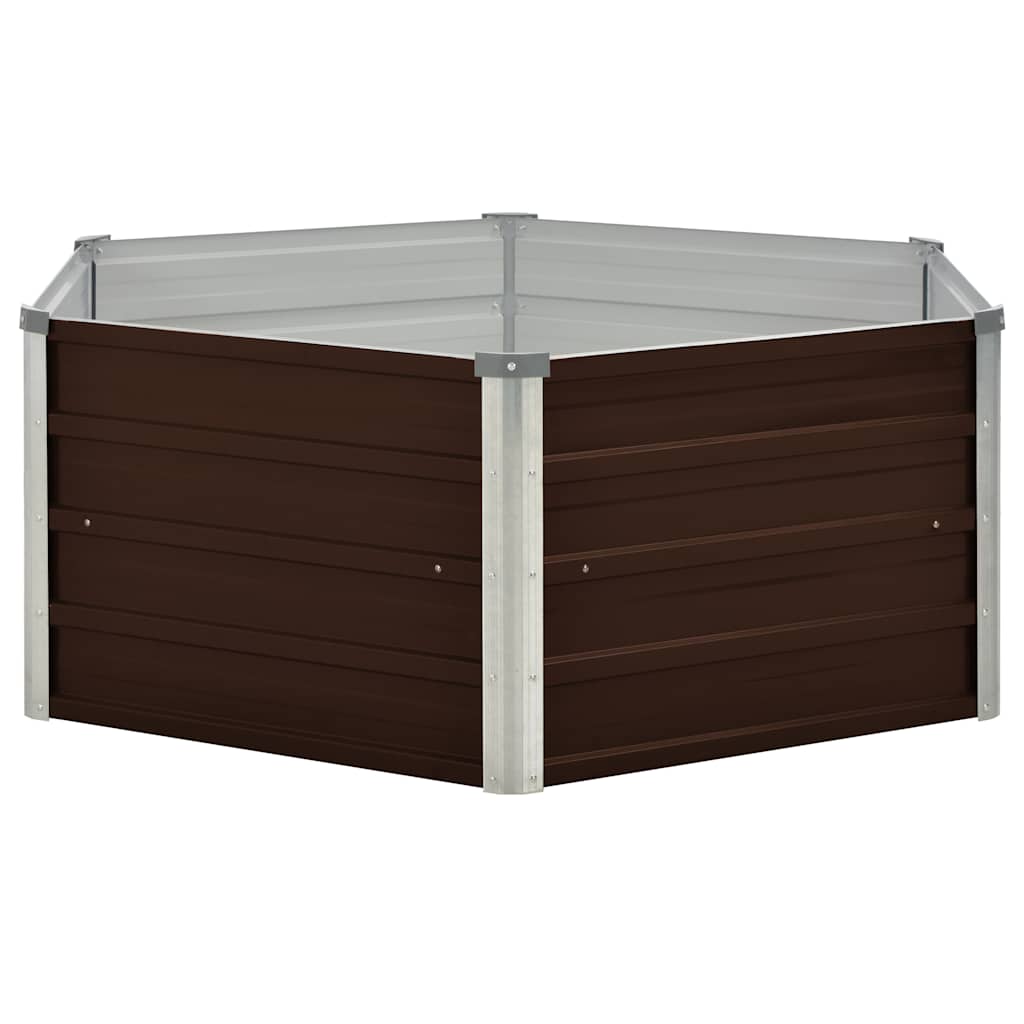 Raised Garden Bed Brown 129x129x45 cm Galvanised Steel
