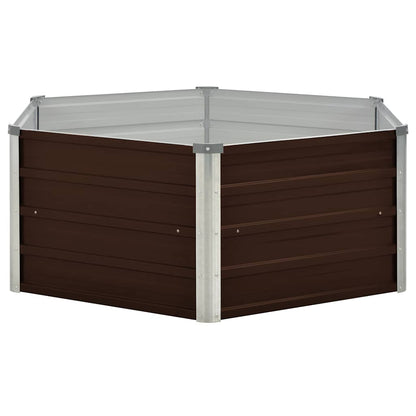 Raised Garden Bed Brown 129x129x45 cm Galvanised Steel
