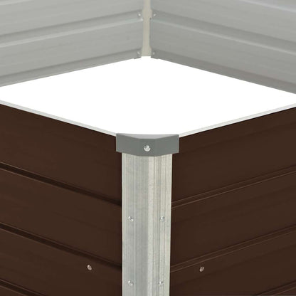 Raised Garden Bed Brown 129x129x45 cm Galvanised Steel