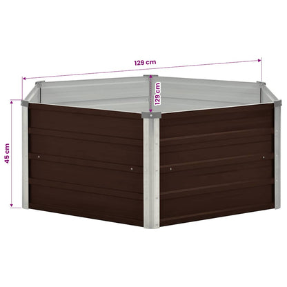 Raised Garden Bed Brown 129x129x45 cm Galvanised Steel