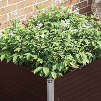 Raised Garden Bed Brown 100x100x77 cm Galvanised Steel