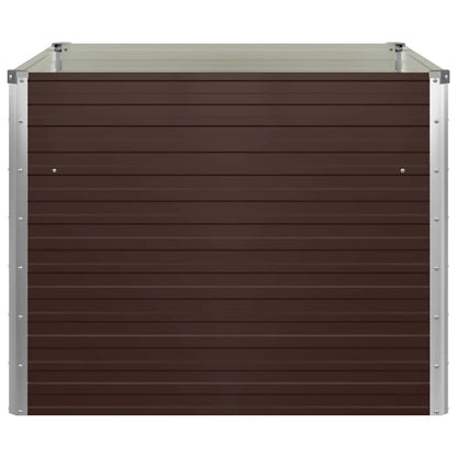 Raised Garden Bed Brown 100x100x77 cm Galvanised Steel