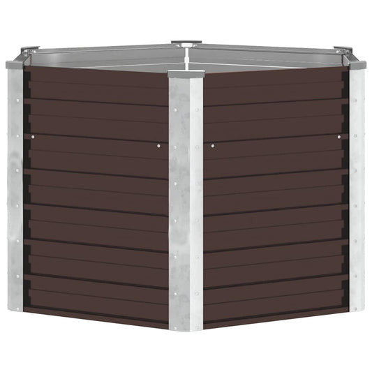 Garden Raised Bed Brown 129x129x77 cm Galvanised Steel