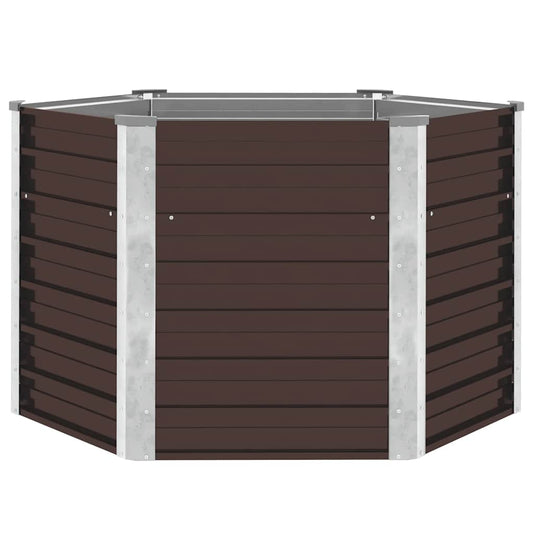 Garden Raised Bed Brown 129x129x77 cm Galvanised Steel