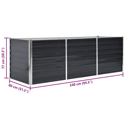 Garden Raised Bed Anthracite 240x80x77 cm Galvanised Steel