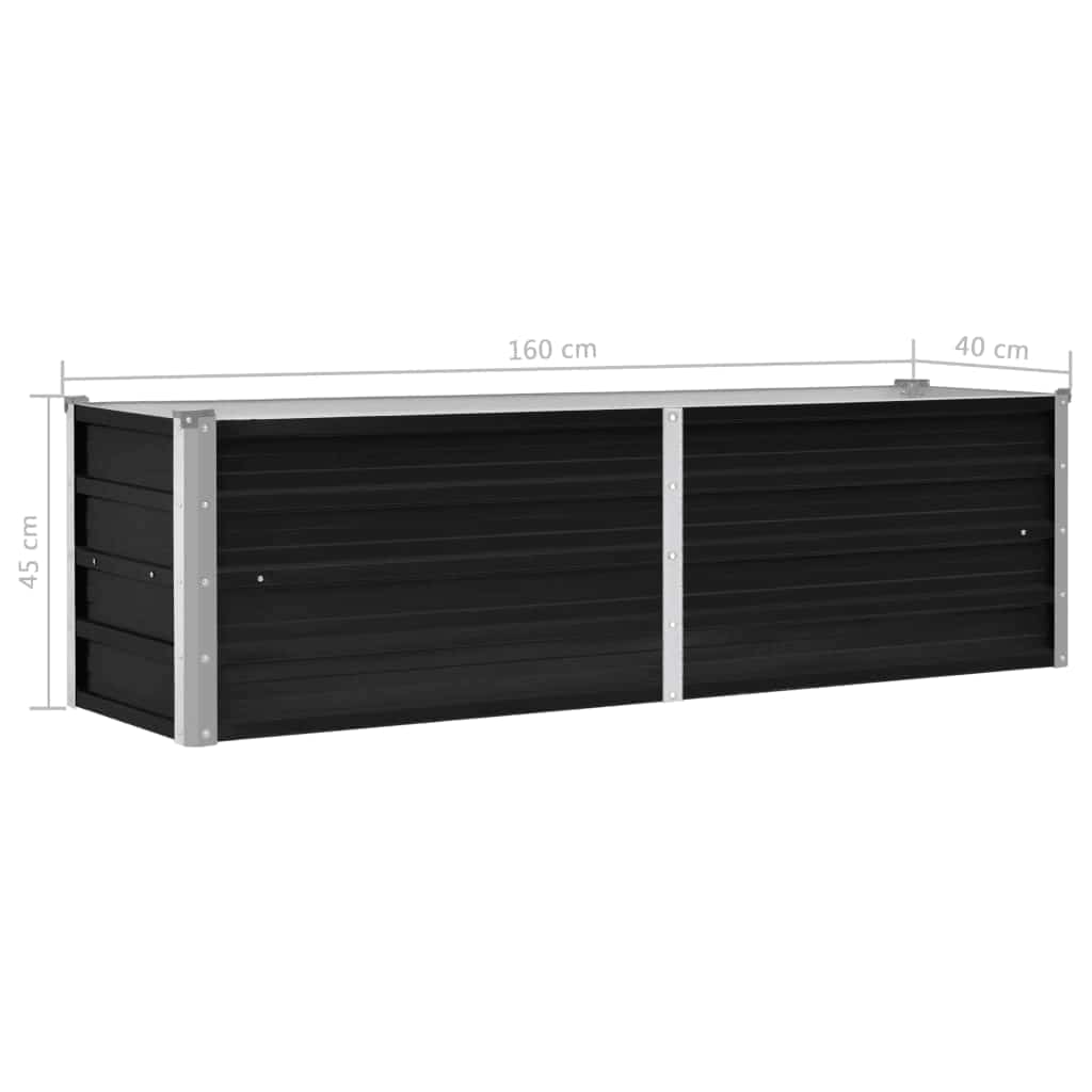 Raised Bed | Anthracite | Galvanised Steel | 160x40x45 cm
