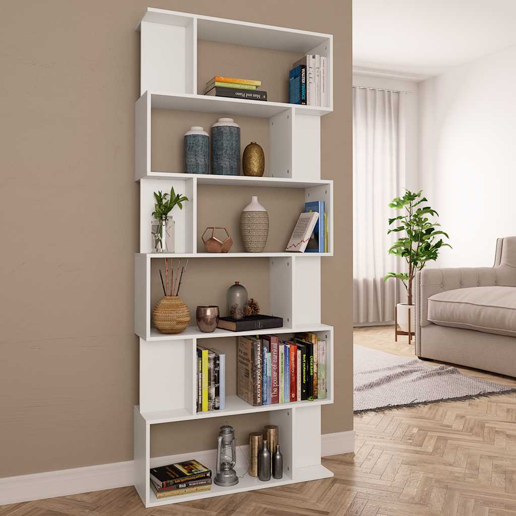 800090 vidaXL Book Cabinet/Room Divider White 80x24x192 cm Engineered Wood