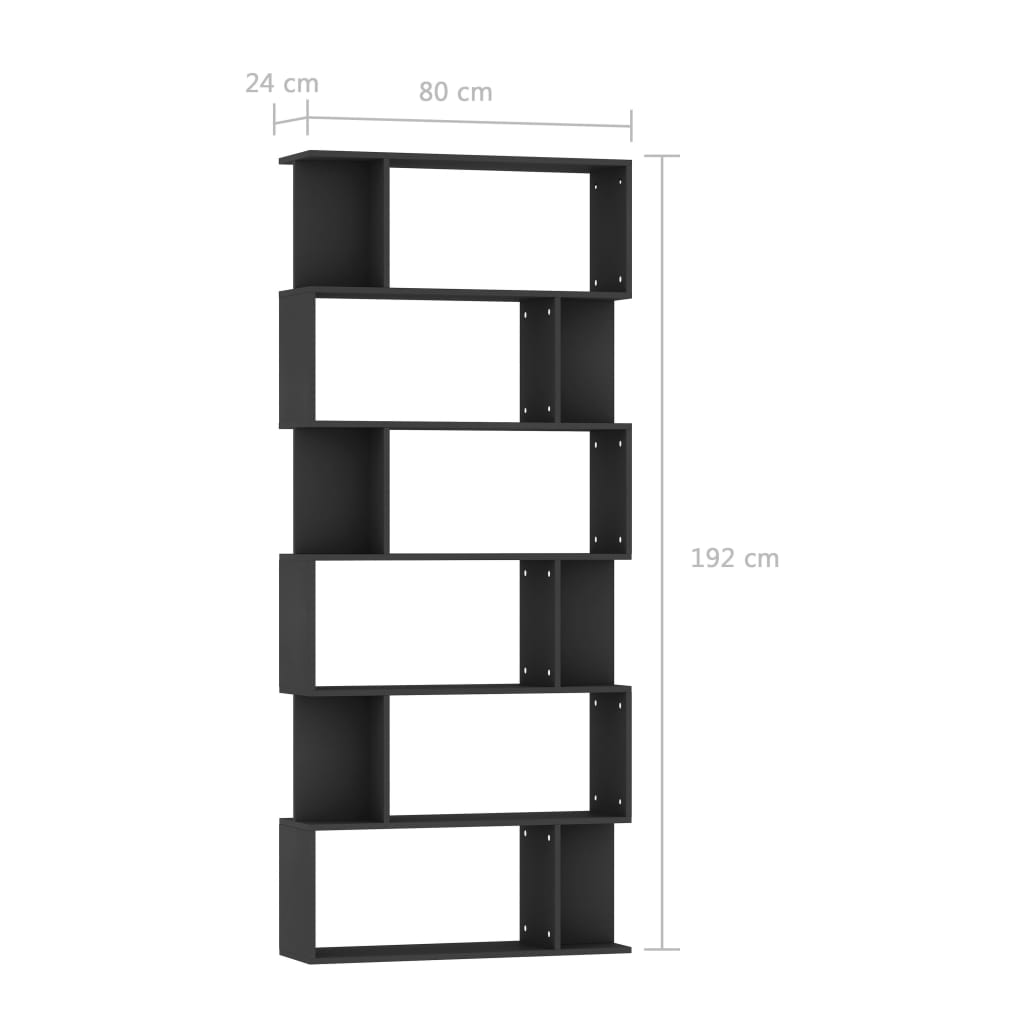 Book Cabinet | Black | Engineered wood | 80 x 24 x 192 cm | Book Cabinet