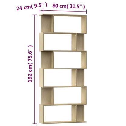 Book Cabinet/Room Divider Sonoma Oak 80x24x192 cm