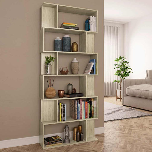 800093 vidaXL Book Cabinet/Room Divider Sonoma Oak 80x24x192 cm Engineered Wood