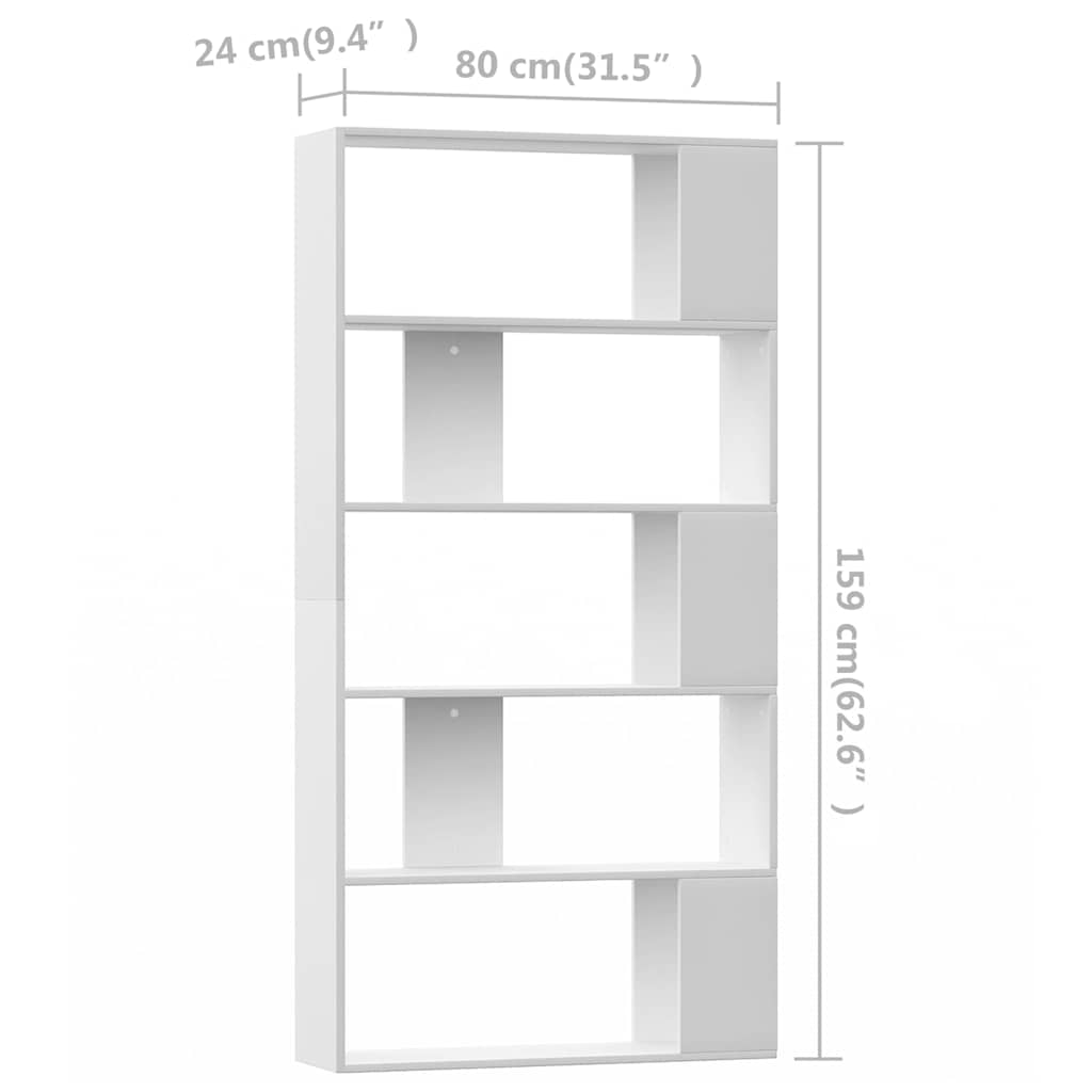 800099 vidaXL Book Cabinet/Room Divider White 80x24x159 cm Engineered Wood