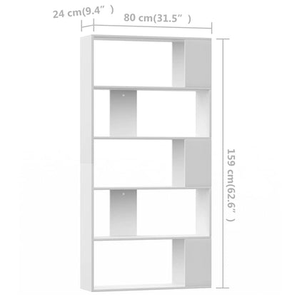 800099 vidaXL Book Cabinet/Room Divider White 80x24x159 cm Engineered Wood