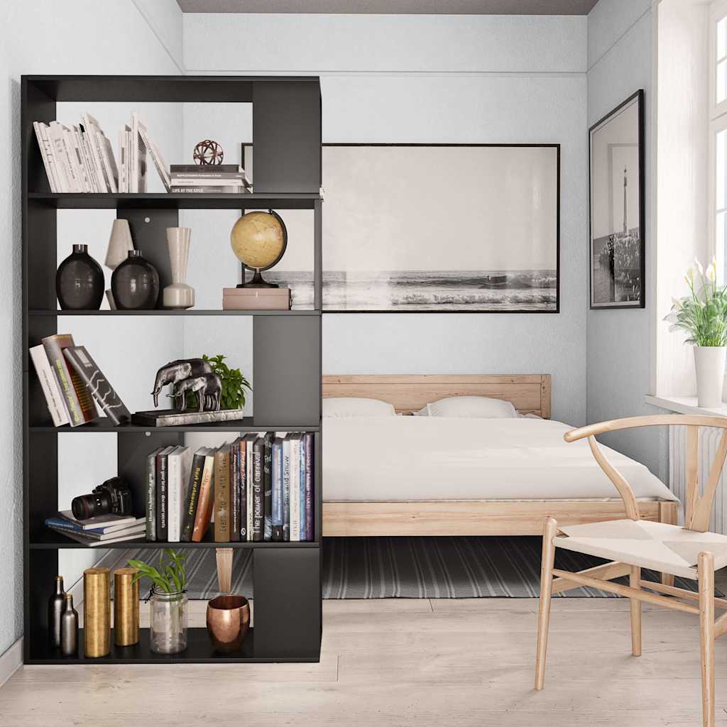 800100 vidaXL Book Cabinet/Room Divider Black 80x24x159 cm Engineered Wood