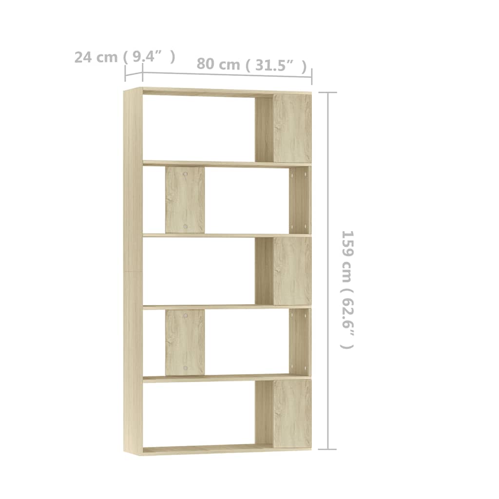 800102 vidaXL Book Cabinet/Room Divider Sonoma Oak 80x24x159 cm Engineered Wood