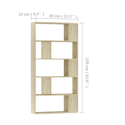 800102 vidaXL Book Cabinet/Room Divider Sonoma Oak 80x24x159 cm Engineered Wood