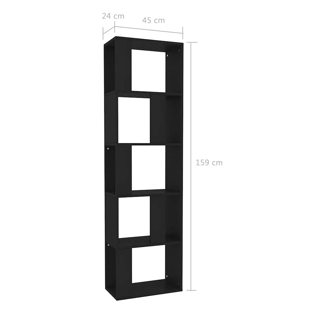 800109 vidaXL Book Cabinet/Room Divider Black 45x24x159 cm Engineered Wood