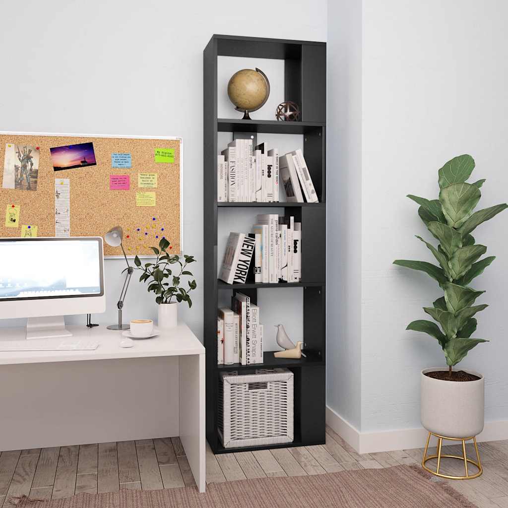 800109 vidaXL Book Cabinet/Room Divider Black 45x24x159 cm Engineered Wood