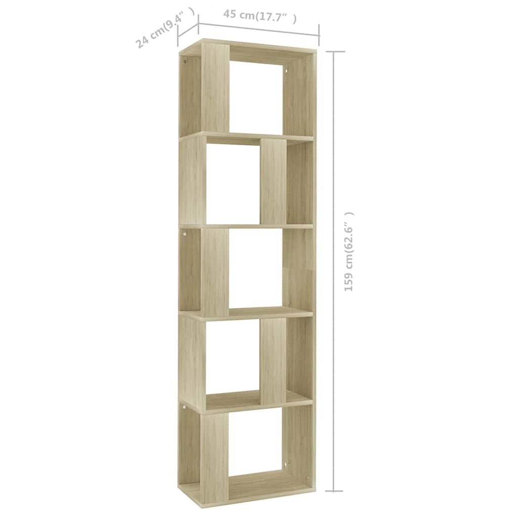 800111 vidaXL Book Cabinet/Room Divider Sonoma Oak 45x24x159 cm Engineered Wood