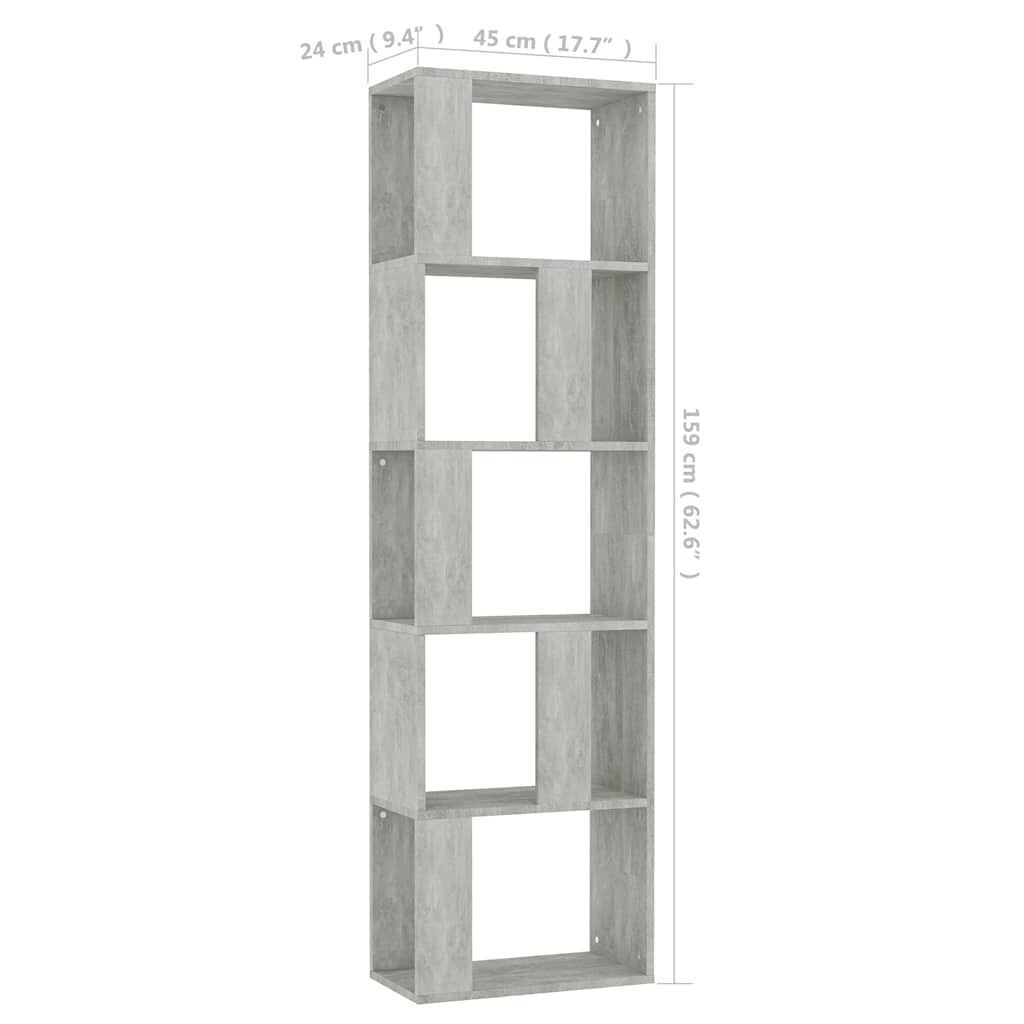 Book Cabinet/Room Divider Concrete Grey 45x24x159 cm