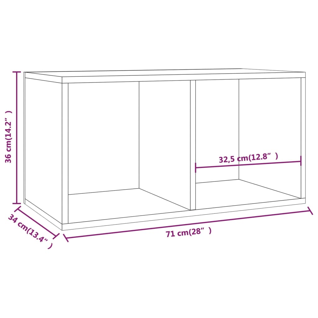 Vinyl Storage Box White 71x34x36 cm Engineered Wood